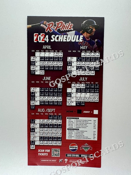 2024 Reading Fightin Phils Pocket Schedule