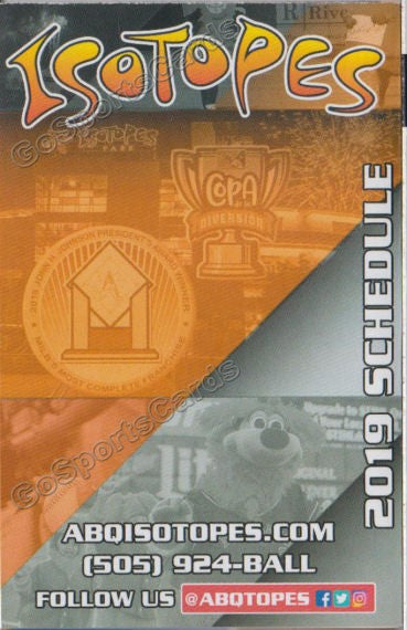 2019 Albuquerque Isotopes Pocket Schedule