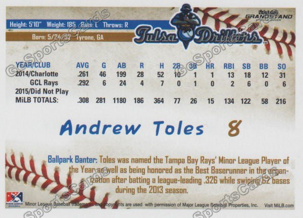 2016 Tulsa Drillers Andrew Toles – Go Sports Cards