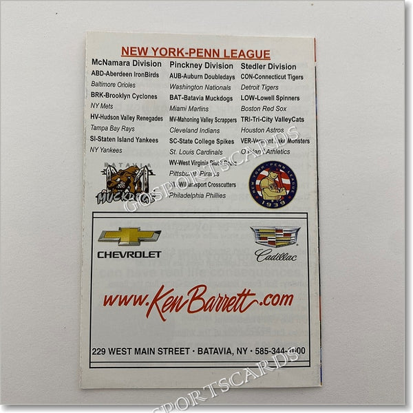 2016 Batavia Muckdogs Pocket Schedule