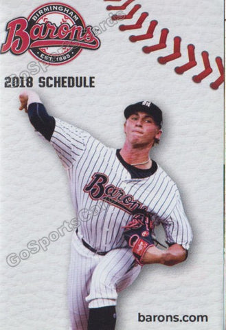 2018 Birmingham Barons Pocket Schedule (Michael Kopech)