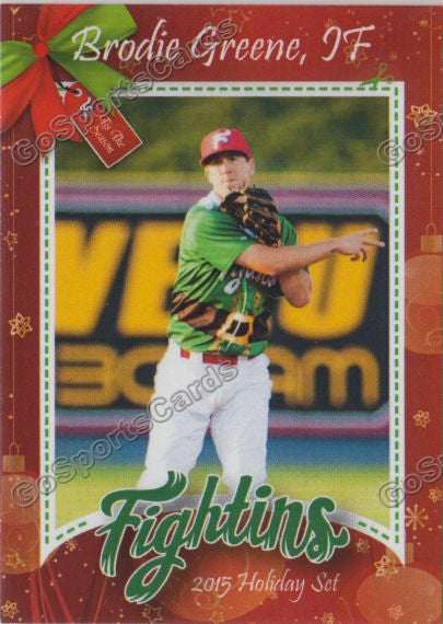 2015 Reading Fightins Phillies Holiday Xmas Brodie Greene Go