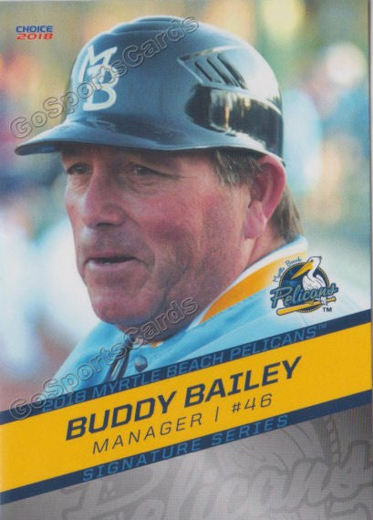 2018 Myrtle Beach Pelicans Buddy Bailey