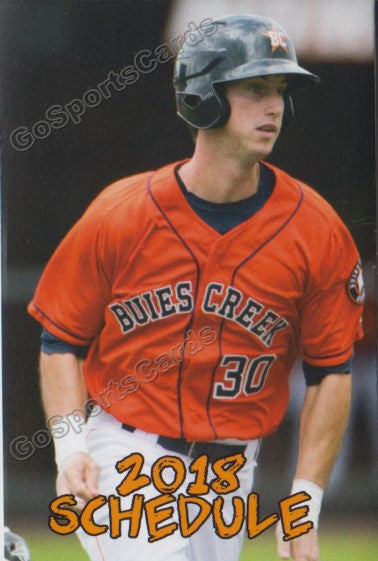 2018 Buies Creek Astros Pocket Schedule (Kyle Tucker)