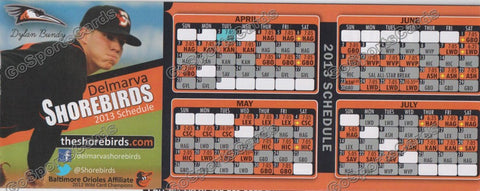 2013 Delmarva Shorebirds Pocket Schedule (Dylan Bundy, Flat)