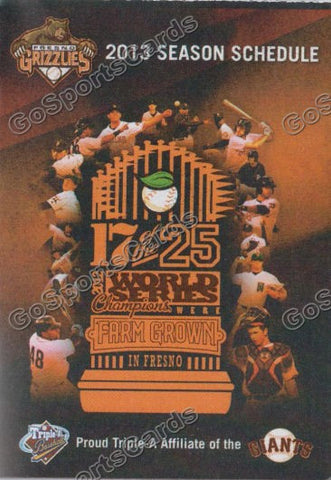 2013 Fresno Grizzlies Pocket Schedule