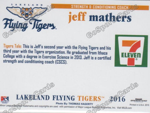 2017 Erie SeaWolves Jeff Mathers – Go Sports Cards