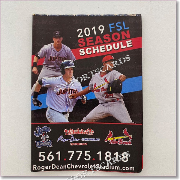 2019 Jupiter Hammerheads Palm Beach Cardinals Pocket Schedule