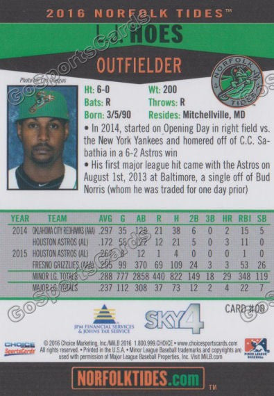 2016 Norfolk Tides LJ Hoes – Go Sports Cards