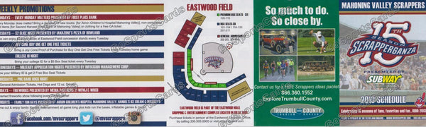 2013 Mahoning Valley Scrappers Pocket Schedule (15 Seasons, Flat)