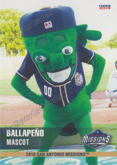 2019 San Antonio Missions Ballapeno Mascot