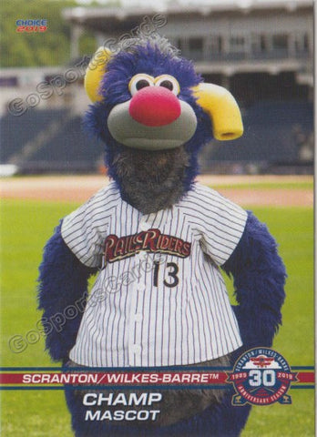 2019 Scranton Wilkes Barre RailRiders Champ Mascot