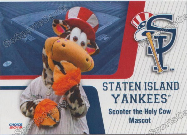 2019 Staten Island Yankees Scooter the Holy Cow Mascot