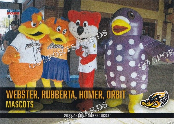 2023 Akron Rubberducks Webster Rubberta Homer Orbit Mascot – Go Sports Cards