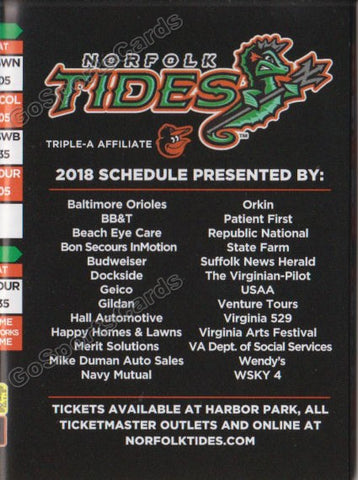 2018 Norfolk Tides Pocket Schedule