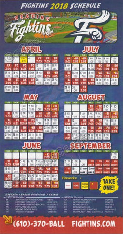 2018 Reading Fightin Phils Magnet Pocket Schedule