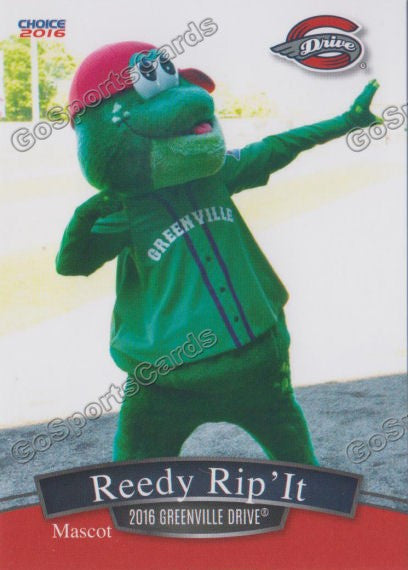 2016 Greenville Drive Reedy Rip It Mascot