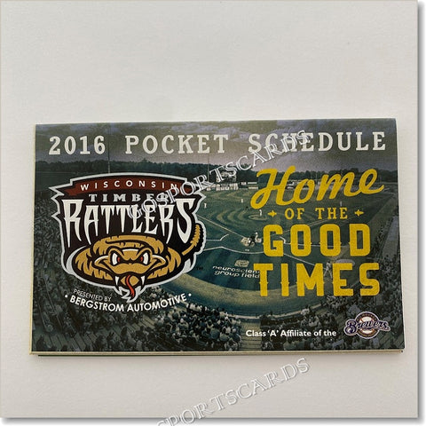 2016 Wisconsin Timber Rattlers Pocket Schedule