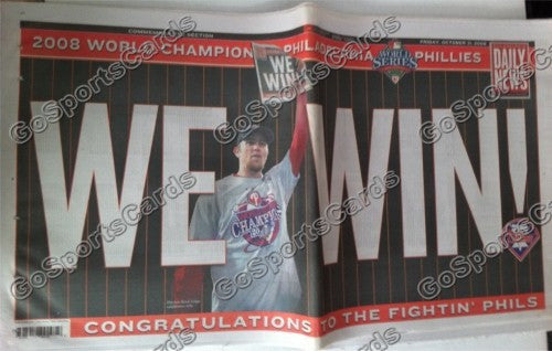 2008 Philadelphia Phillies World Series Champs Newspaper Front 